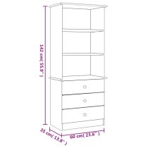 Akron Wooden Bookcase With 3 Drawers In White