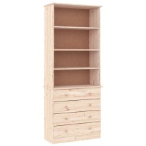 Akron Wooden Bookcase With 4 Drawers In Natural