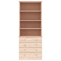 Akron Wooden Bookcase With 4 Drawers In Natural