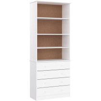 Akron Wooden Bookcase With 4 Drawers In White