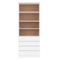 Akron Wooden Bookcase With 4 Drawers In White