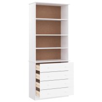 Akron Wooden Bookcase With 4 Drawers In White