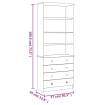 Akron Wooden Bookcase With 4 Drawers In White