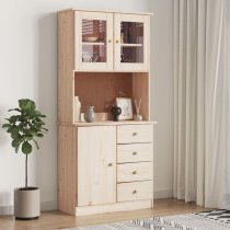 Akron Wooden Display Cabinet With 3 Doors 4 Drawers In Natural