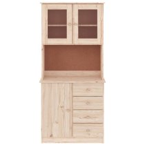 Akron Wooden Display Cabinet With 3 Doors 4 Drawers In Natural