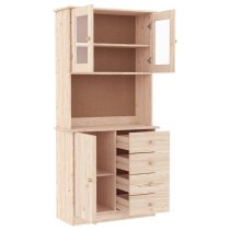 Akron Wooden Display Cabinet With 3 Doors 4 Drawers In Natural