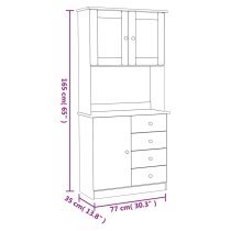 Akron Wooden Display Cabinet With 3 Doors 4 Drawers In Natural