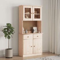 Akron Wooden Display Cabinet With 4 Doors Wide In Natural