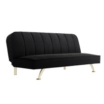 Burlington Velvet Sofa Bed With Gold Legs In Black