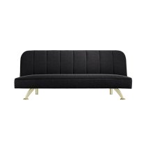 Burlington Velvet Sofa Bed With Gold Legs In Black