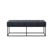 Boden Fabric Hallway Seating Bench With Steel Frame In Grey