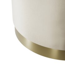 Lara Velvet Pouffe Large With Gold Base In Cream