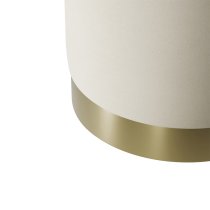 Lara Velvet Pouffe Small With Gold Base In Cream