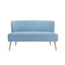 Beau Fabric 2 Seater Sofa With Wooden Legs In Blue