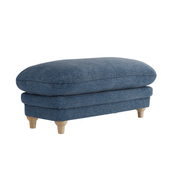 Plumpton Fabric Foot Stool In Denim Blue