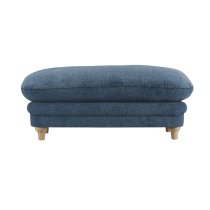 Plumpton Fabric Foot Stool In Denim Blue