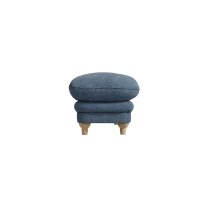 Plumpton Fabric Foot Stool In Denim Blue