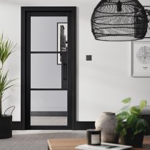 Tribeca 1981mm X 610mm 3L Clear Glazed Internal Door In Black