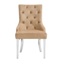 Imperial Velvet Button Back Dining Chair In Champagne