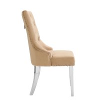 Imperial Velvet Button Back Dining Chair In Champagne