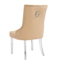 Imperial Velvet Button Back Dining Chair In Champagne