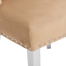 Imperial Velvet Button Back Dining Chair In Champagne