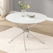 Daytona Round Diva Glass Dining Table 4 Imperial Grey Chairs