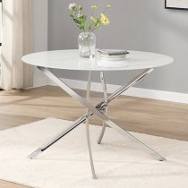 Daytona Round Diva Glass Dining Table 4 Imperial Grey Chairs