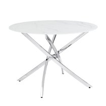 Daytona Round Diva Glass Dining Table 4 Imperial Grey Chairs