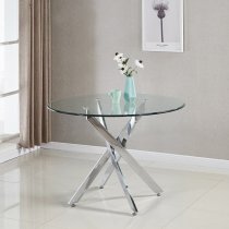 Daytona Round Clear Glass Dining Table 4 Imperial Grey Chairs