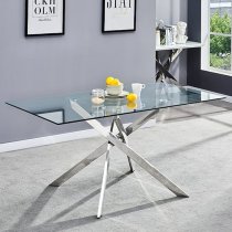 Daytona Large Clear Glass Dining Table 4 Imperial Champagne Chairs