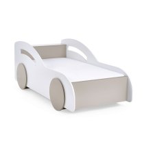 Abana Wooden Children Car Bed In White And Taupe