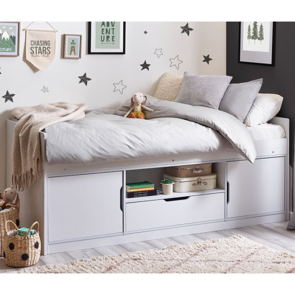 Abana Wooden Low Sleeper Children Bed In White