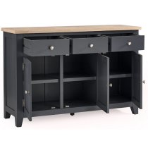 Baqia Wooden Sideboard With 3 Doors 3 Drawers In Dark Grey