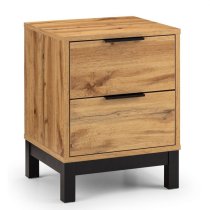 Baara Wooden Bedside Cabinet With 2 Drawers In Oak