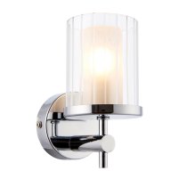 Britton Clear Ribbed Glass Bathroom Wall Light In Chrome