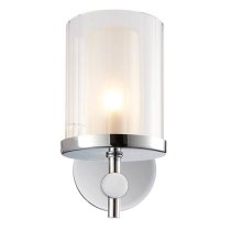 Britton Clear Ribbed Glass Bathroom Wall Light In Chrome