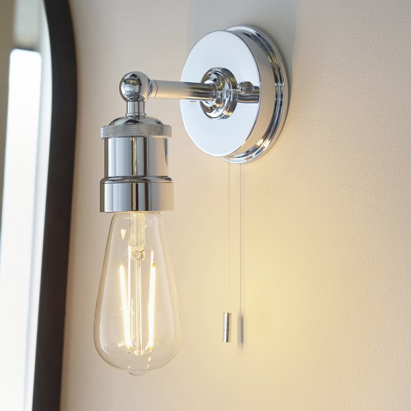 Afton Industrial Bathroom Wall Light In Chrome