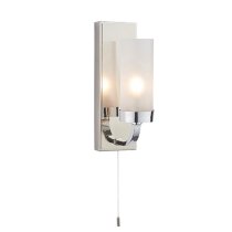 Afton Frosted Glass Shade Bathroom Wall Light In Chrome