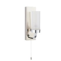 Afton Frosted Glass Shade Bathroom Wall Light In Chrome