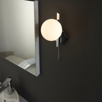 Afton Matt Opal Glass Shade Bathroom Wall Light In Chrome