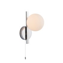 Afton Matt Opal Glass Shade Bathroom Wall Light In Chrome