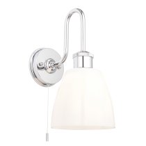 Afton Gloss Opal Glass Shade Bathroom Wall Light In Chrome