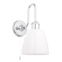 Afton Gloss Opal Glass Shade Bathroom Wall Light In Chrome