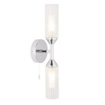 Afton Clear Ribbed Glass Shade Bathroom Wall Light In Chrome