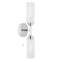 Afton Clear Ribbed Glass Shade Bathroom Wall Light In Chrome