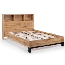 Baara Wooden Double Bed With Bookcase Headboard In Oak