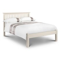 Ballari Wooden Low Foot Small Double Bed In Stone White