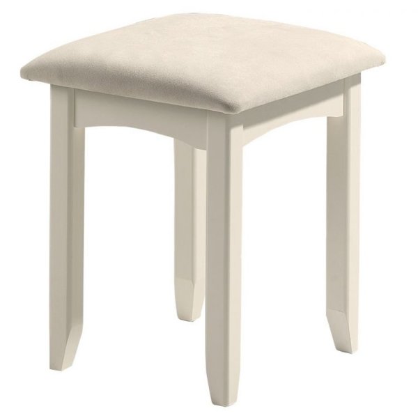 Caelia Wooden Dressing Stool With Ivory Fabric Seat In White