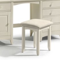 Caelia Wooden Dressing Stool With Ivory Fabric Seat In White